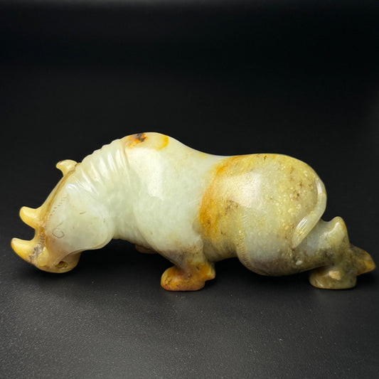 Ancient China Antique Han Dynasty Hetian Ancient Jade Carved Statue Jade Rhinoceros