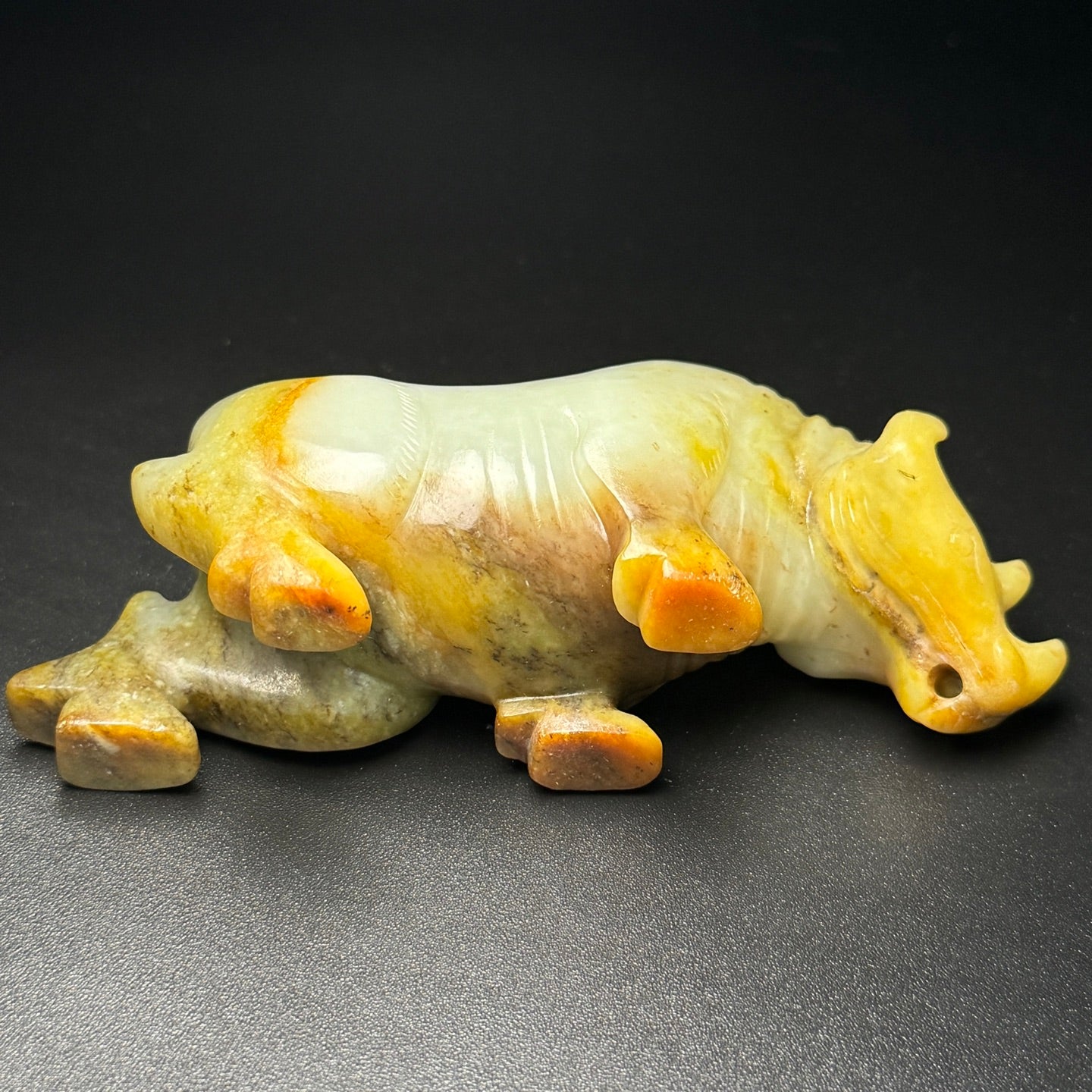 Ancient China Antique Han Dynasty Hetian Ancient Jade Carved Statue Jade Rhinoceros