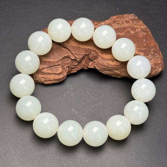Ancient China Antique Qing Dynasty Hetian Ancient Jade Carved Bead Jade Bracelets
