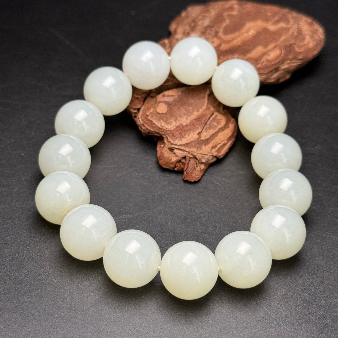 Ancient China Antique Qing Dynasty Hetian Ancient Jade Carved Bead Jade Bracelets