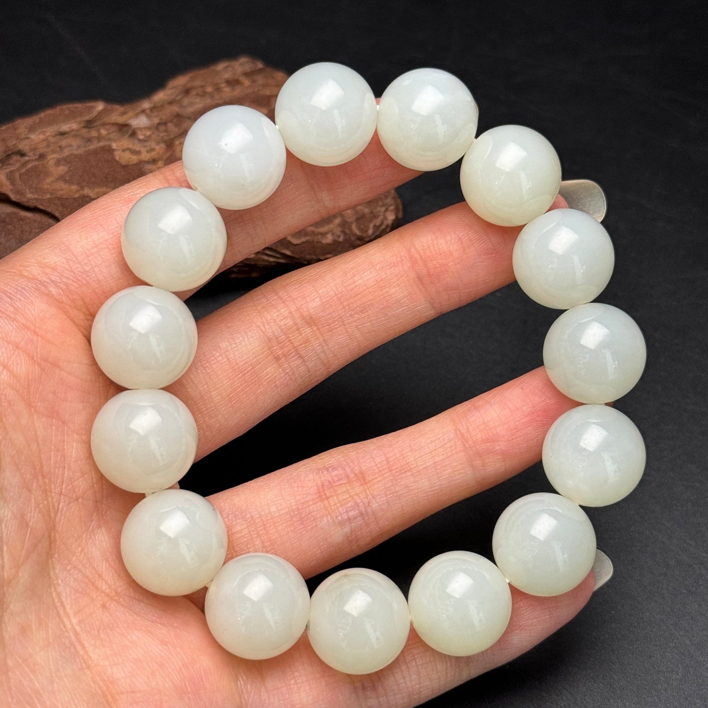 Ancient China Antique Qing Dynasty Hetian Ancient Jade Carved Bead Jade Bracelets