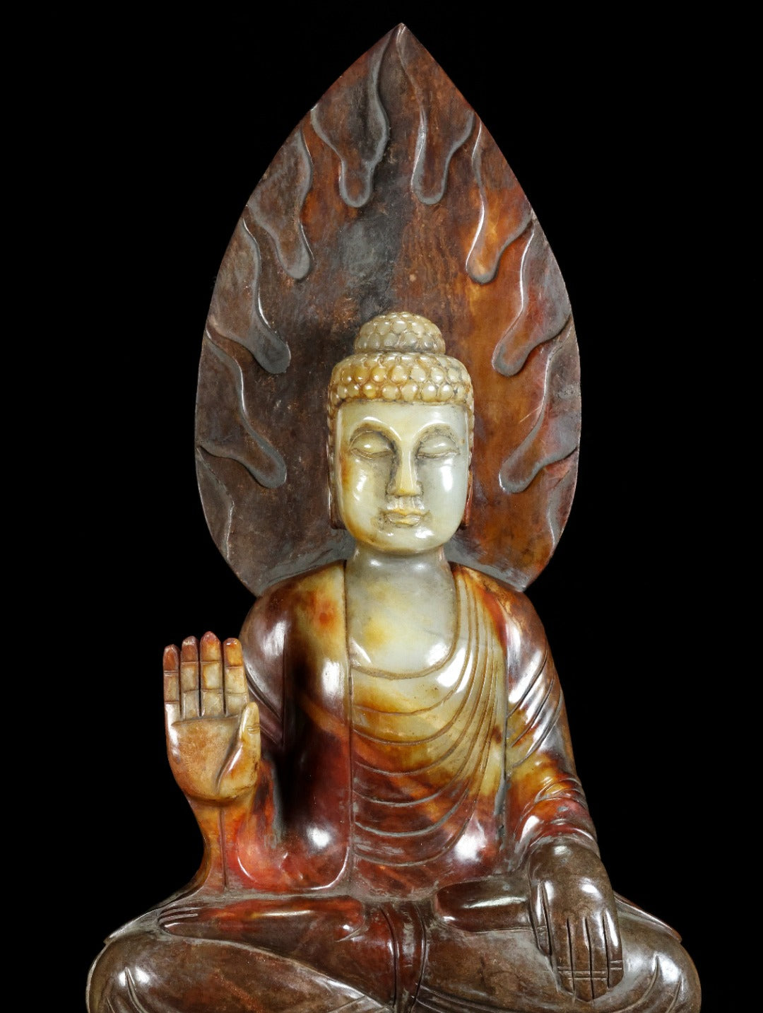 Ancient China Antique Tang Dynasty Hetian Ancient Jade Carved Statue Buddha Jade Buddha