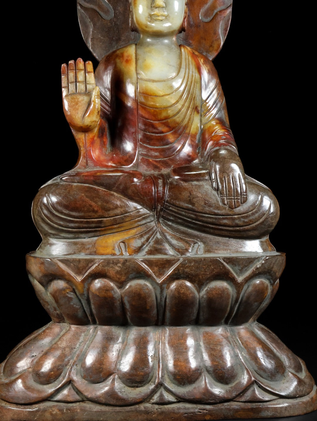 Ancient China Antique Tang Dynasty Hetian Ancient Jade Carved Statue Buddha Jade Buddha