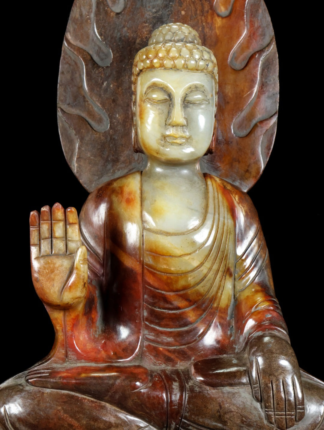 Ancient China Antique Tang Dynasty Hetian Ancient Jade Carved Statue Buddha Jade Buddha