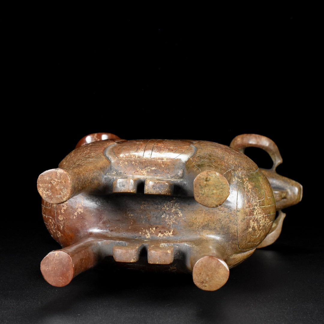 Ancient China Antique Warring States Period Hetian Ancient Jade Dragon Design Sheep Zun Jade Zun