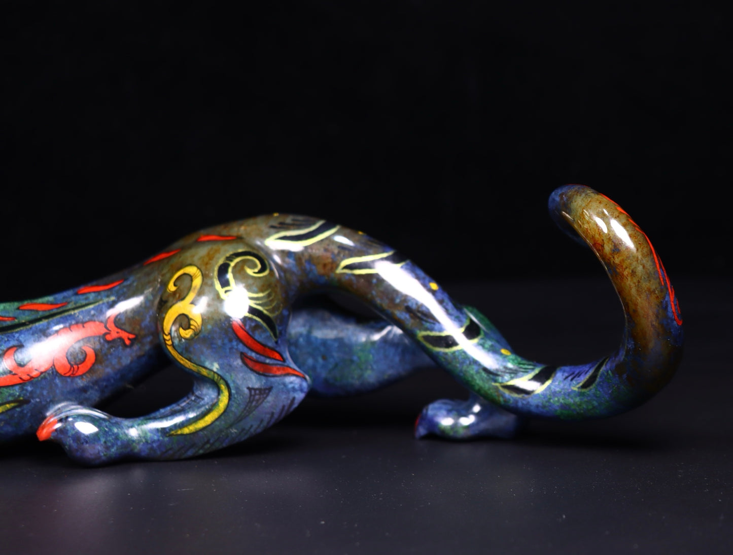 Ancient China Antique Warring States Period Hetian Ancient Jade Colour Decoration Jade Dragon Statue