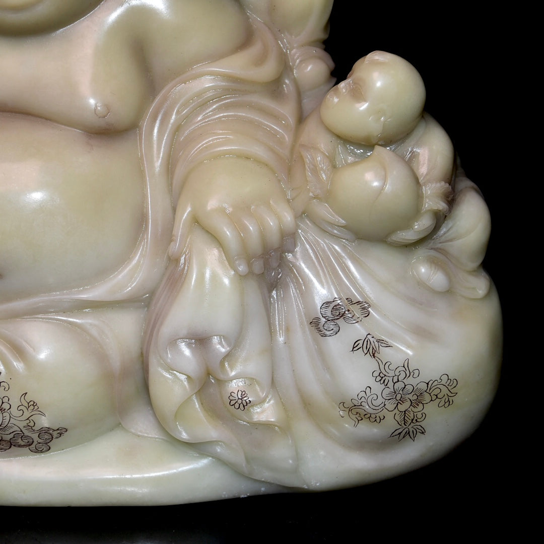 Ancient China Antique Qing Dynasty Shoushan Stone Carved Statue Maitreya Buddha ShangJun Qing dynasty