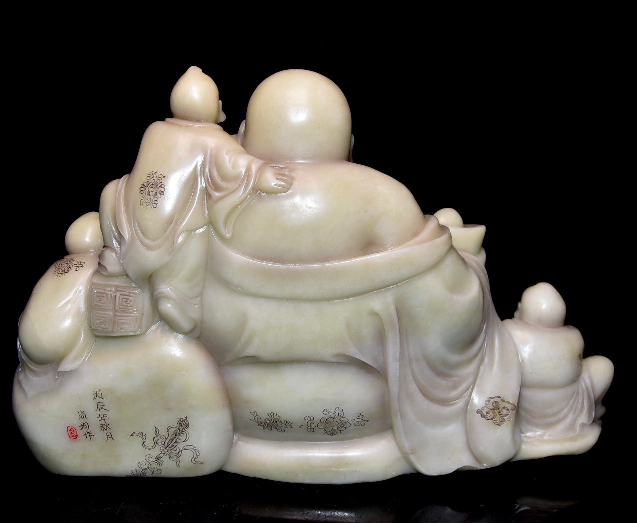 Ancient China Antique Qing Dynasty Shoushan Stone Carved Statue Maitreya Buddha ShangJun Qing dynasty