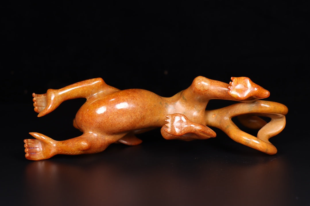 Ancient China Antique Warring States Period Hetian Ancient Jade Statue Human Face Dragon