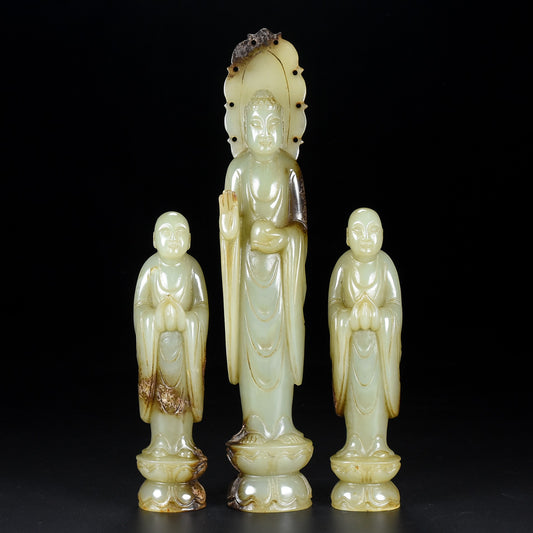 Ancient China Antique Tang Dynasty Hetian Ancient Jade Statue Jade Buddha