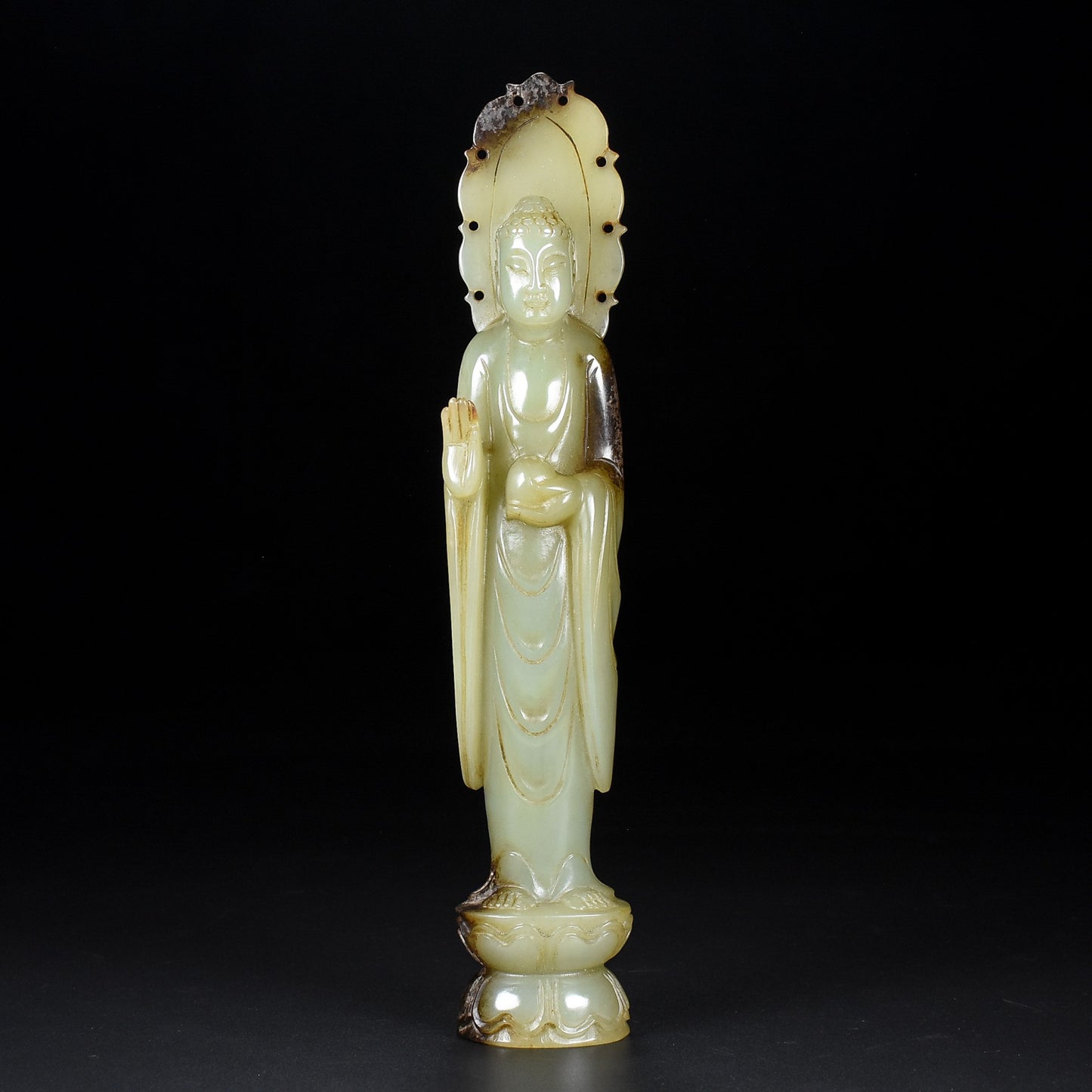 Ancient China Antique Tang Dynasty Hetian Ancient Jade Statue Jade Buddha