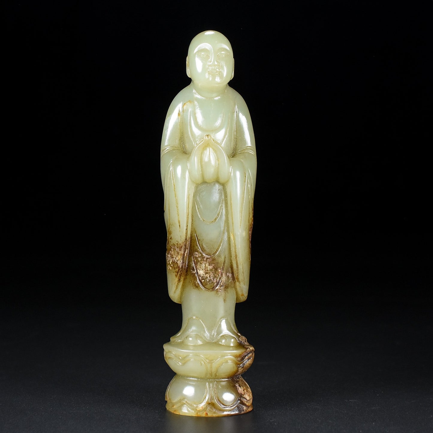 Ancient China Antique Tang Dynasty Hetian Ancient Jade Statue Jade Buddha