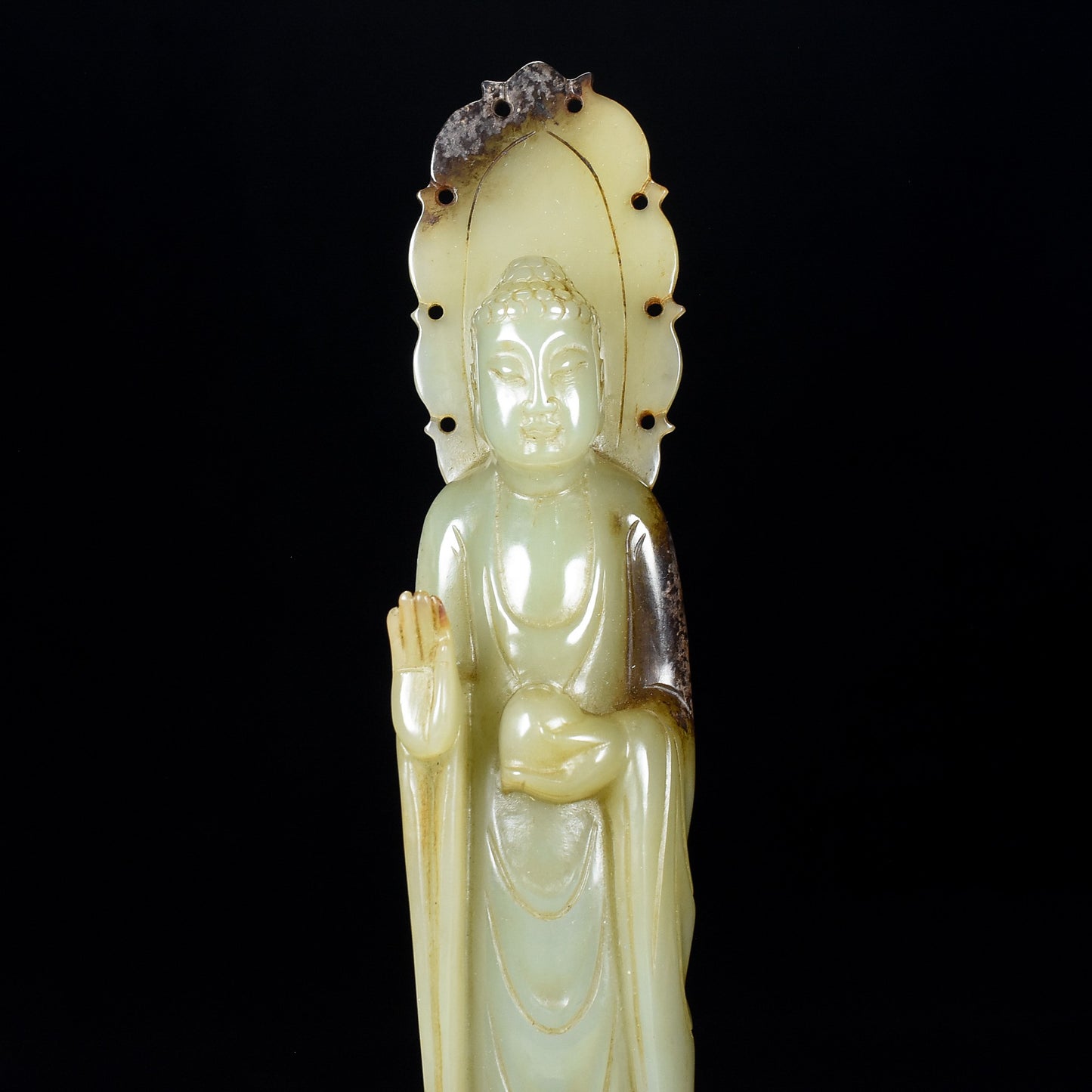 Ancient China Antique Tang Dynasty Hetian Ancient Jade Statue Jade Buddha