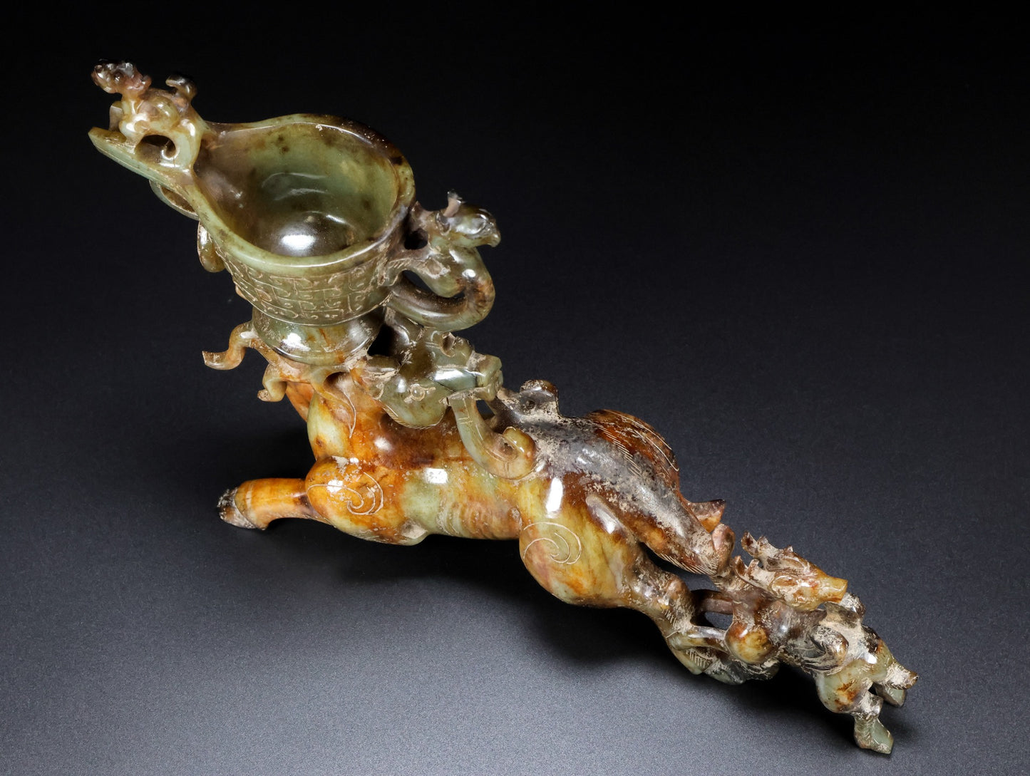 Ancient China Antique Han Dynasty Hetian Ancient Jade Statue Jade Sheep Zun