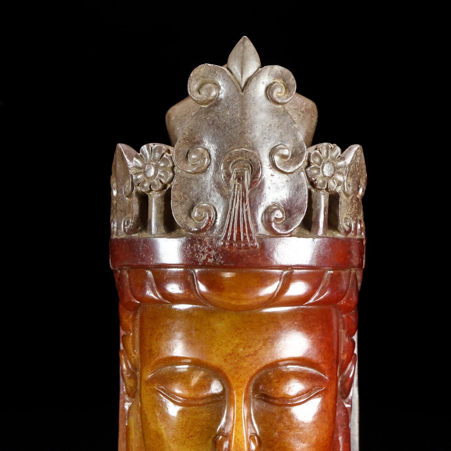 Ancient China Antique Tang Dynasty Hetian Ancient Jade Statue Jade Kwan-yin Head