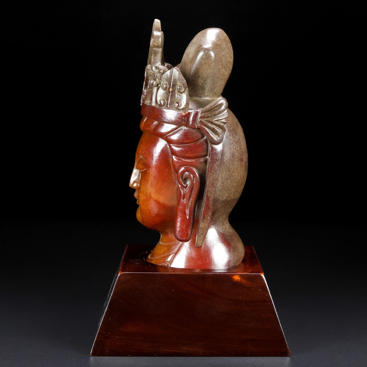 Ancient China Antique Tang Dynasty Hetian Ancient Jade Statue Jade Kwan-yin Head