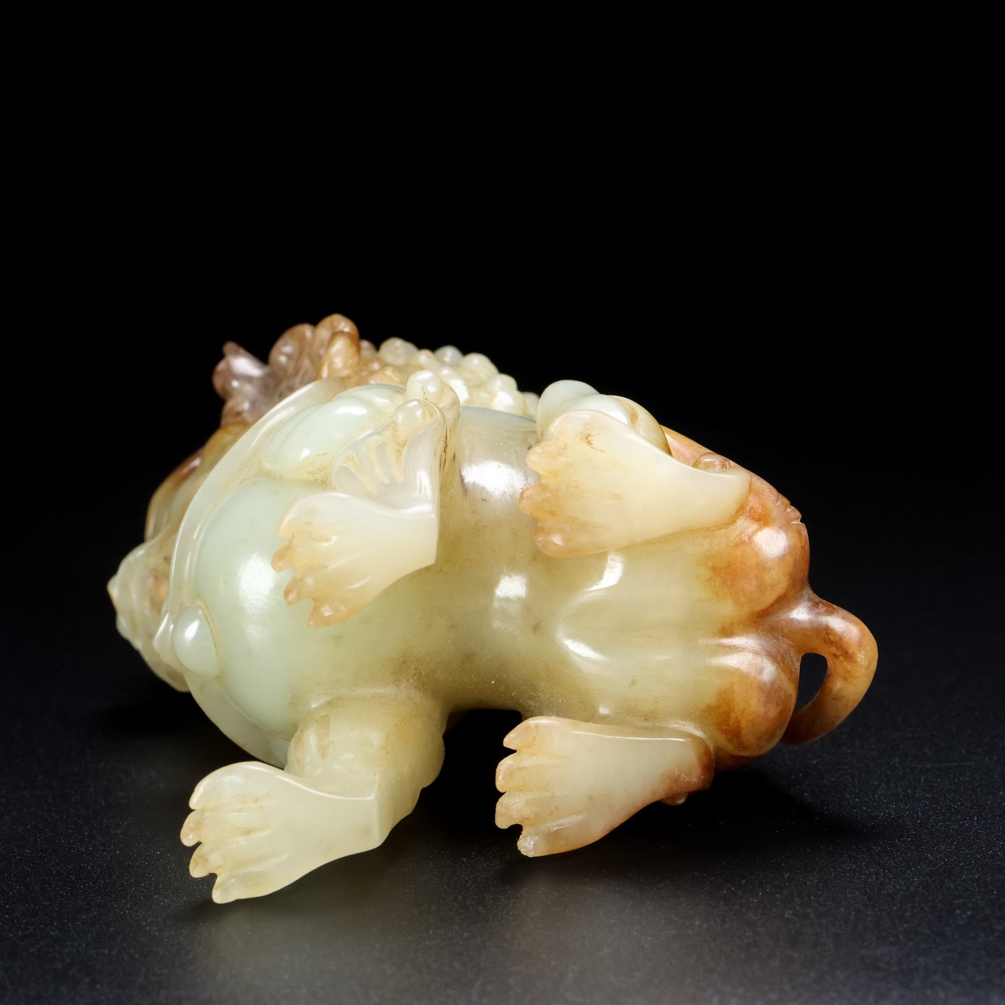 Ancient China Antique Qing Dynasty Hetian Jade Statue Jade Lion A Pair