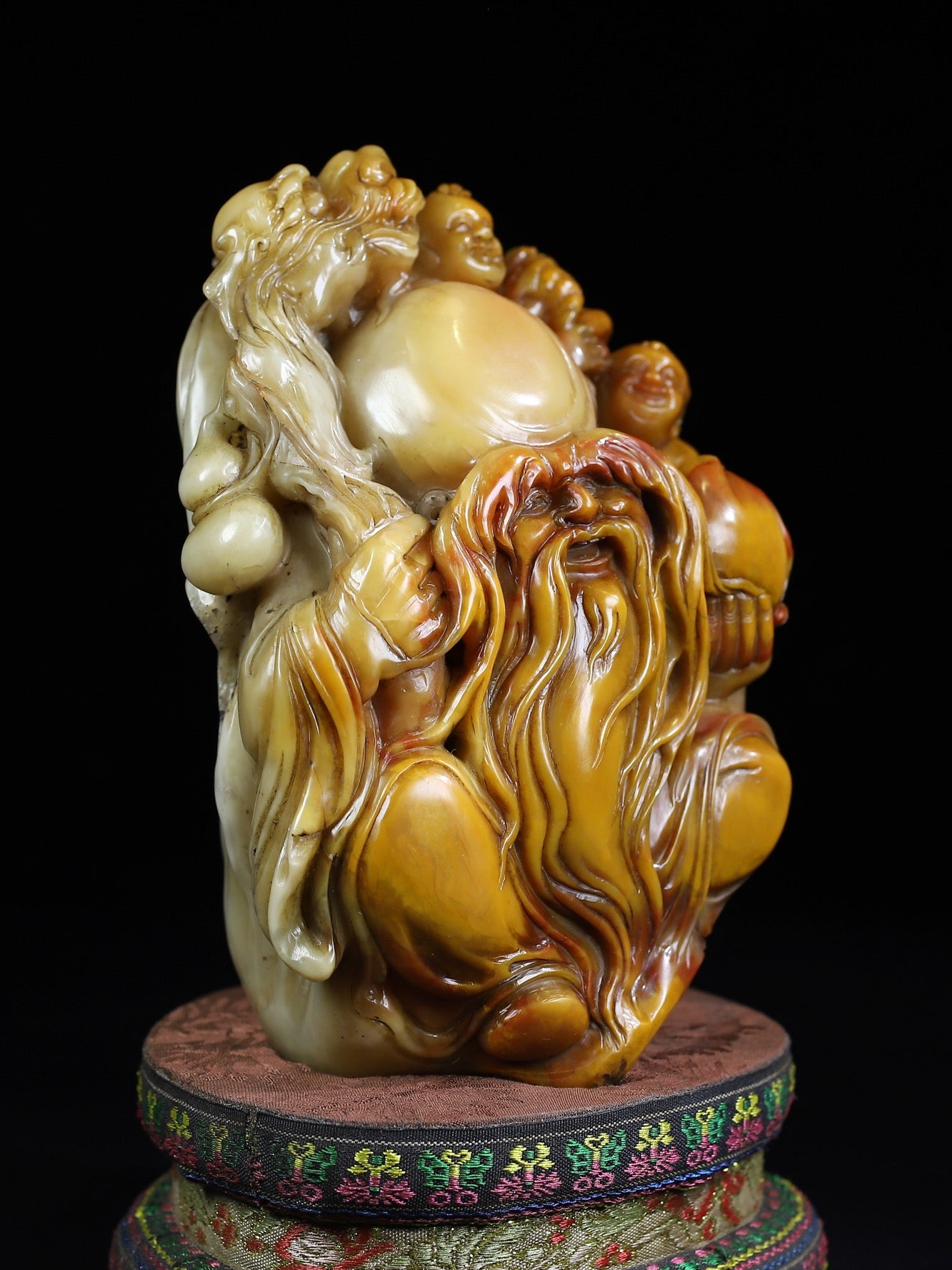 Ancient China Antique Qing Dynasty Shoushan Stone Statue Shouxing God of longevity