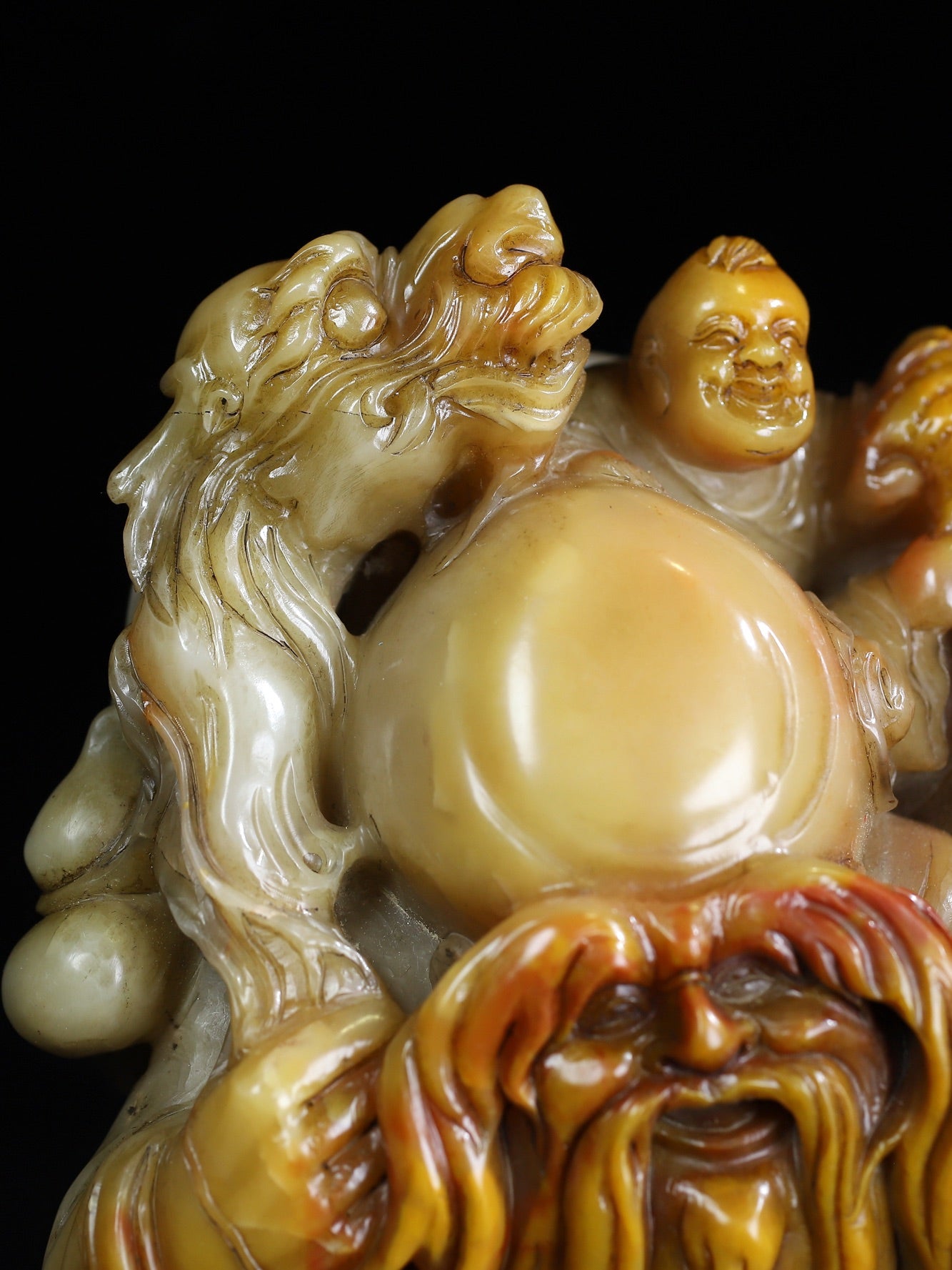 Ancient China Antique Qing Dynasty Shoushan Stone Statue Shouxing God of longevity