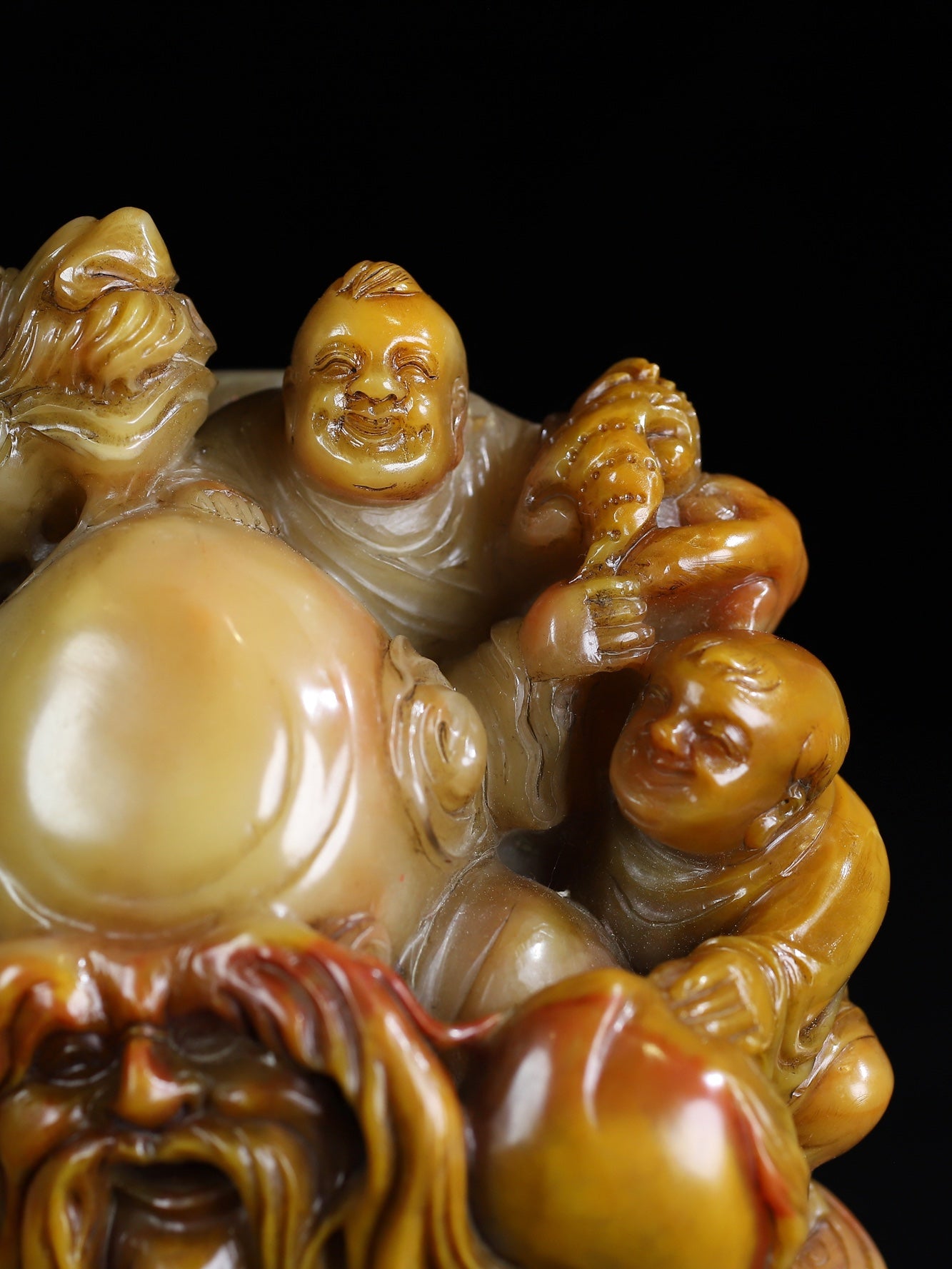 Ancient China Antique Qing Dynasty Shoushan Stone Statue Shouxing God of longevity