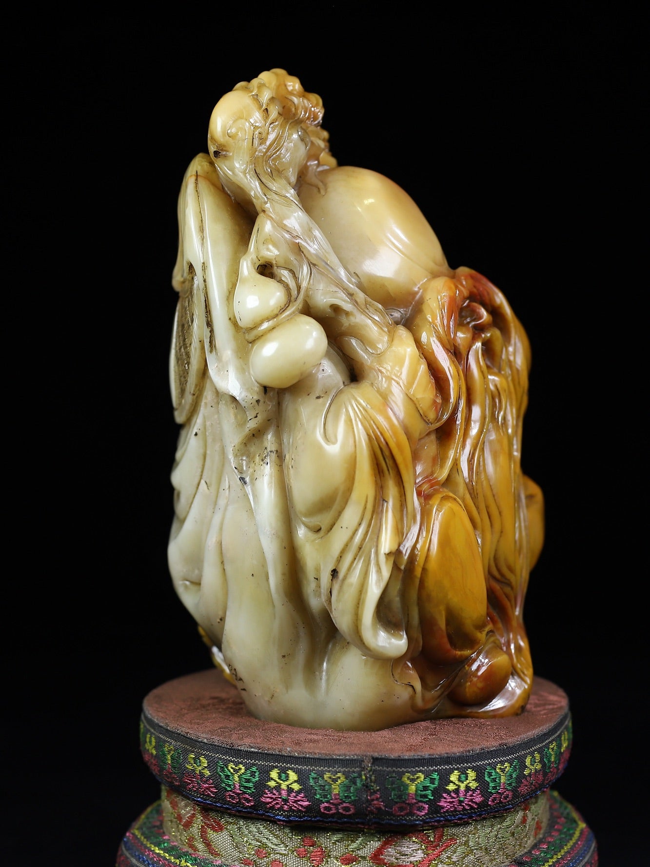 Ancient China Antique Qing Dynasty Shoushan Stone Statue Shouxing God of longevity