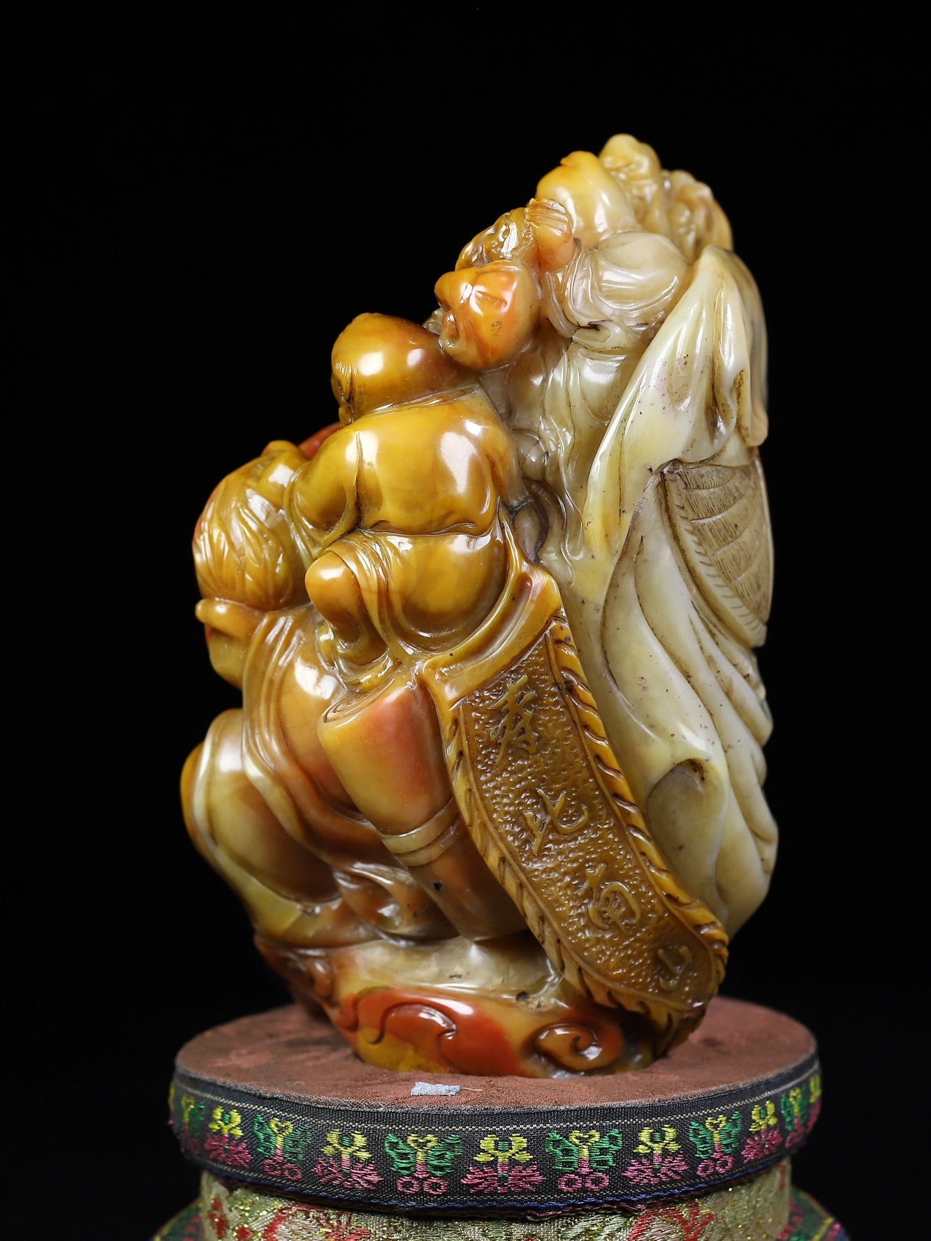 Ancient China Antique Qing Dynasty Shoushan Stone Statue Shouxing God of longevity