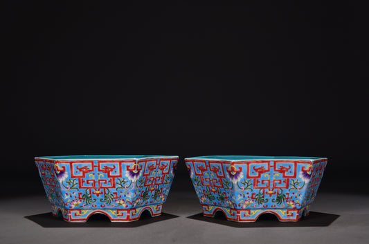 Ancient China Antique 1644–1912 Qing Dynasty Qianlong Porcelain Dragon Pattern Floral Brush Washers