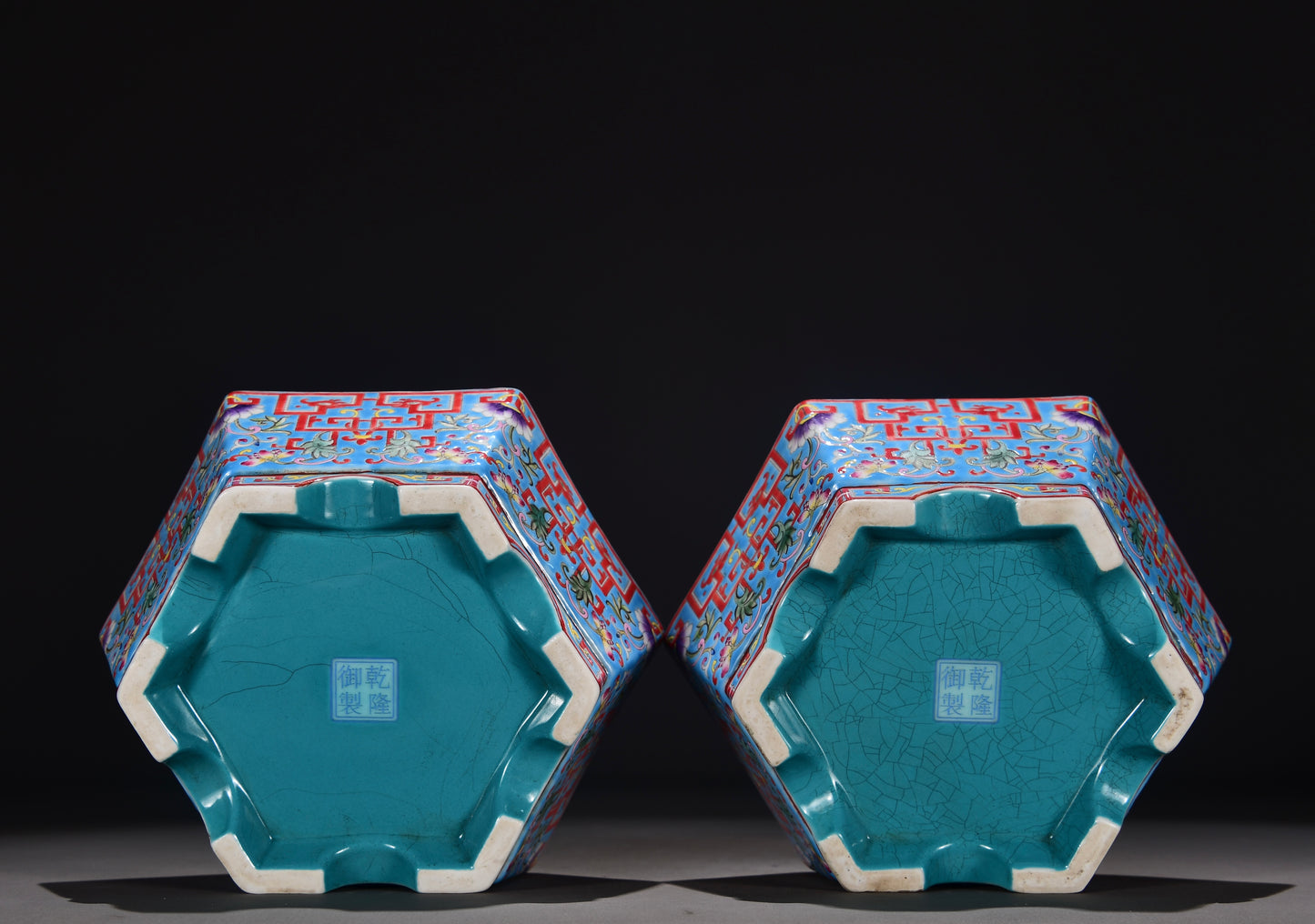 Ancient China Antique 1644–1912 Qing Dynasty Qianlong Porcelain Dragon Pattern Floral Brush Washers